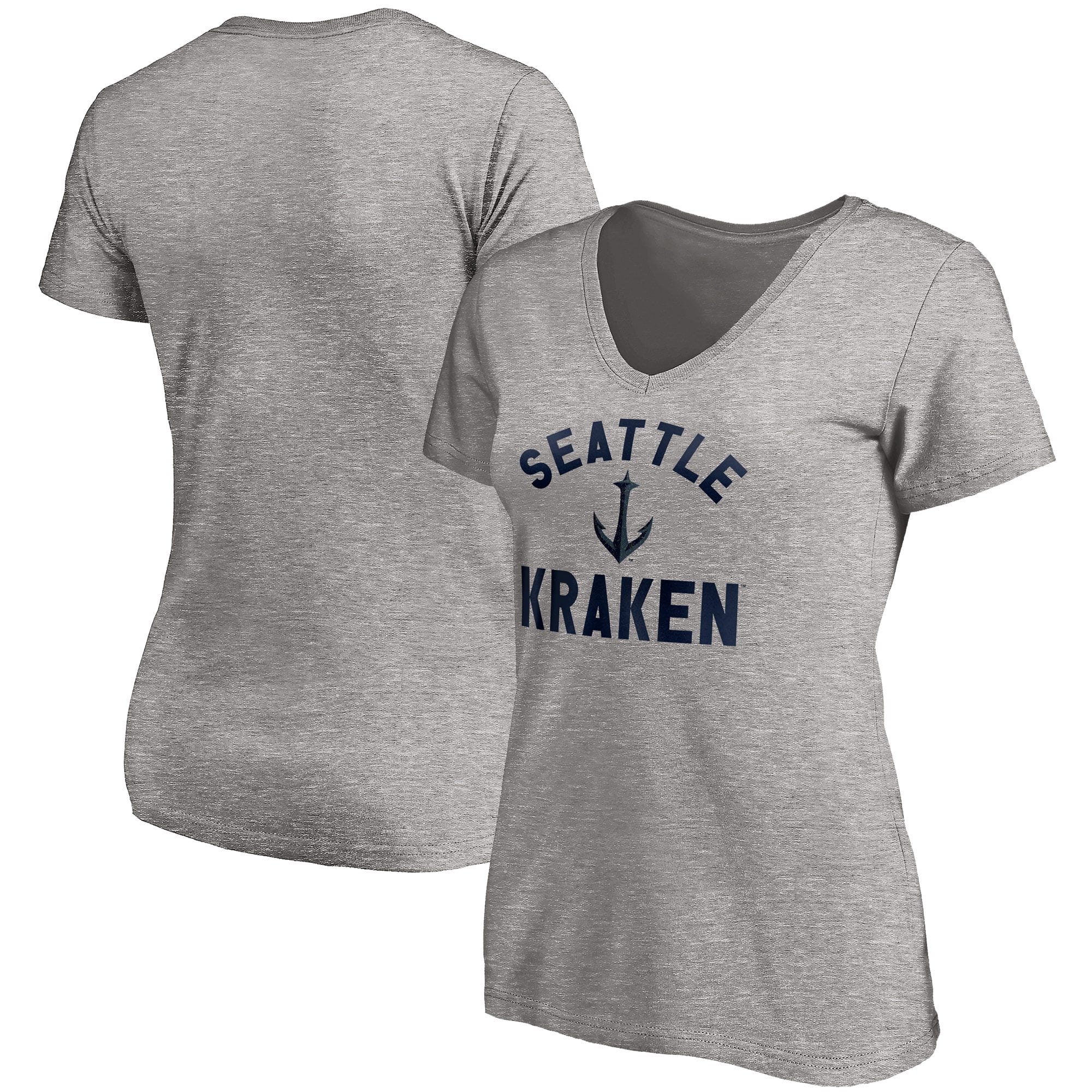 Seattle Kraken Fanatics Branded Women S Crystal Sparkle Secondary Logo V Neck T Shirt Heathered Gray Walmart Com Walmart Com