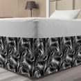thumbnail image 1 of Black and White Bed Skirt, Island Fan Palm Tree Leaves Caribbean Plants Jungle Foliage Ocean Beach, Elastic Bedskirt Dust Ruffle Wrap Around for Bedding Decor, 4 Sizes, Charcoal Grey, by Ambesonne, 1 of 2