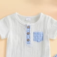 thumbnail image 4 of UngA Baby Boy Summer Clothes 0 3 6 12 18 Months Basic Romper Plaid Pant Set Newborn Infant Going Coming Home Outfits (Blue,6-12 Months), 4 of 5