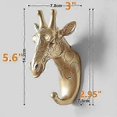 thumbnail image 3 of 3 Pack Rhinoceros Giraffe Elephant Head Wall Hooks Animal Shaped Coat Rack Bathroom Hooks Wall Hanging (Golden), 3 of 5
