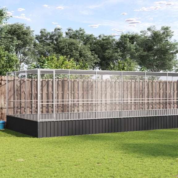 vidaXL Aviary Silver and anthracite Galvanized steel Large Durable