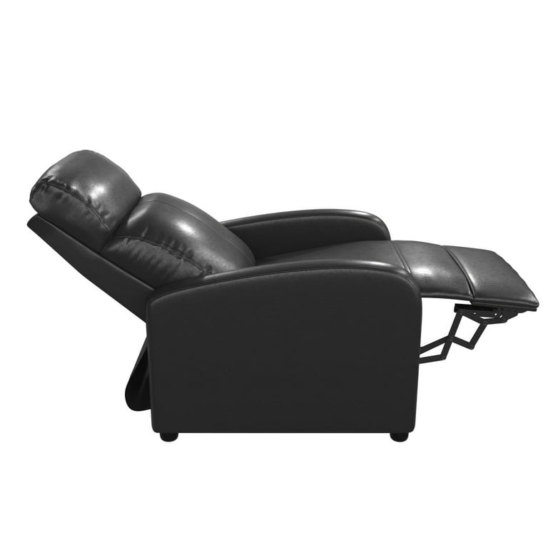 DHP Bobby Poltrona Reclinabile A Spinta In Ecopelle Nera – Seduta Ergonomica Con Poggiapiedi Estraibile Per Soggiorno E Home Theater - 3