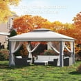 thumbnail image 2 of Studyset 11x11 Outdoor Gazebo for Patio,Gazebowith 4 Sidewalls Metal Frame, Waterproof & UV-Resistant Patio Folding Canopy with Mosquito for Patio, Garden, Backyard, Party, Camping, 2 of 7