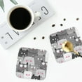 thumbnail image 4 of Honeii Cats Group print Leather Coaster Set of 4, ideal for safeguarding your furniture from drinks spills and effortless cleanup-Square, 4 of 6