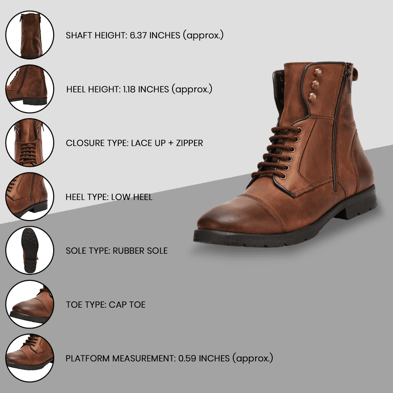 LIBERTYZENO Mens Genuine Cow Leather Winter Boots, Brown  display picture 2
