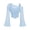 Blue, variant on Ticikt Women's Off Shoulder Mesh Crop Top, Lightweight Flare Long Sleeve Ruched Sheer T-Shirt,Yellow