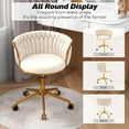 thumbnail image 7 of Velvet Woven Home Office Chair, Modern Swivel Desk Chair with Wheels, Height Adjustable Vanity Chair with Gold Metal Base and Hand Weaving Back, Beige, 7 of 7