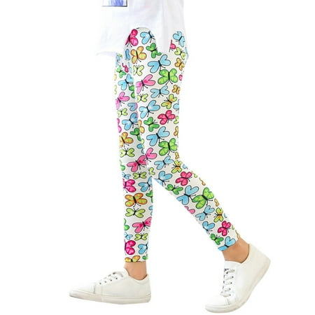 

WUXIAN Toddler Kids Girls Ankle Length Leggings Printing Flower Classic Stretch Pants Infants Baby Trousers Children Classic Dailywear