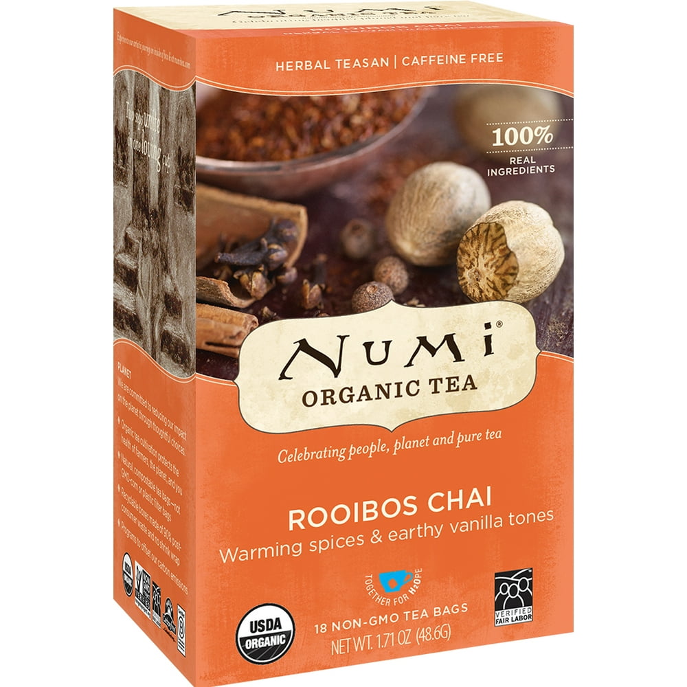 Numi Organic Tea, Rooibos Chai, Tea Bags, 18 Ct
