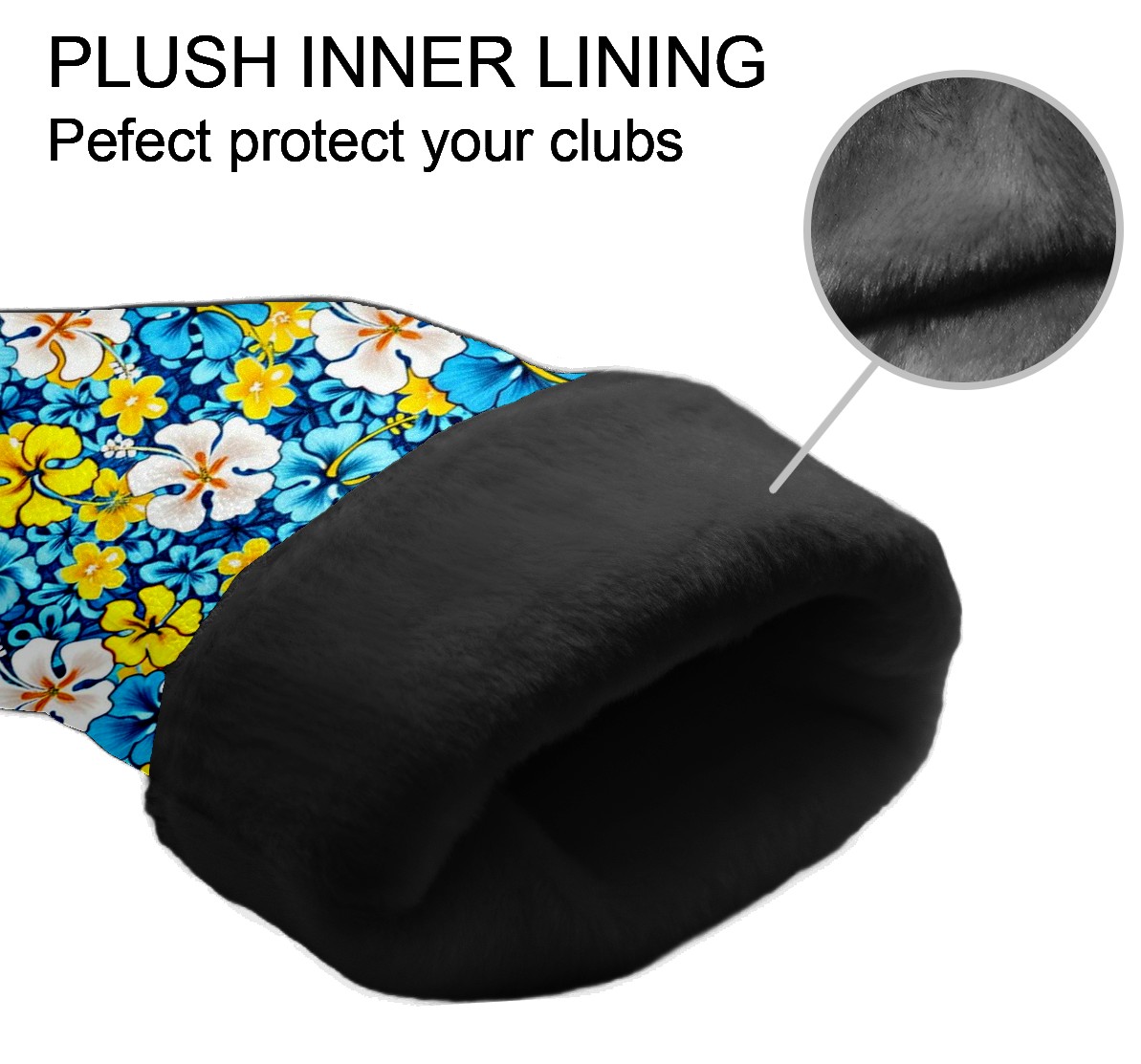Golf Club Covers, Blue Flowers Premium PU Leather Driver Hybrid Putter Head Covers with Velvet Lining, Waterproof Golf Gifts for Men Women