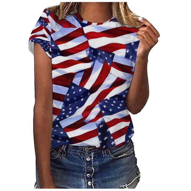 Yyeselk American Flag Shirt Womens 4th of July USA Stars Stripes