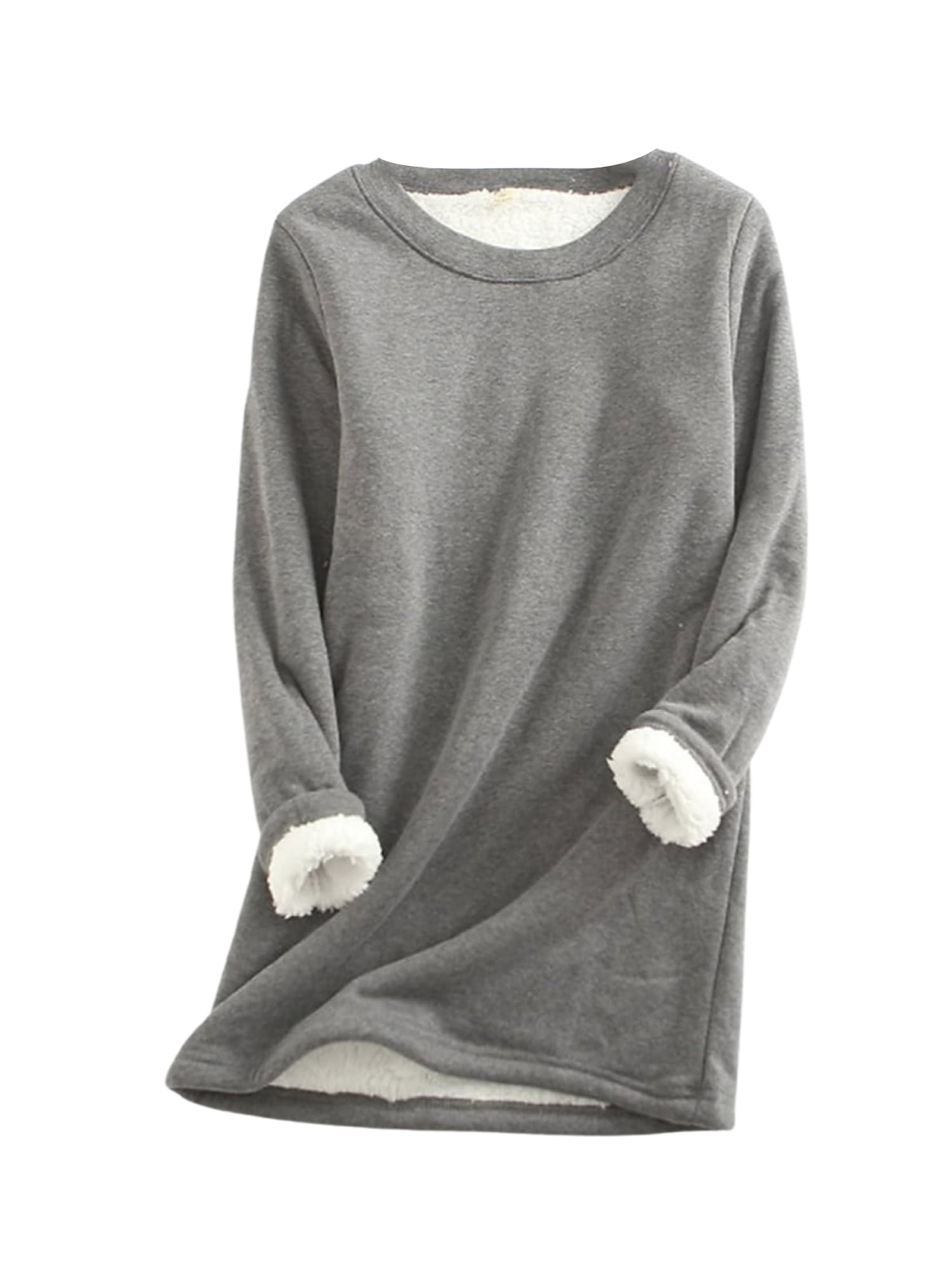Women Warm Lined Crew Neck Long Sleeve Shirt Round Neck Winter Shirt Sweatshirt Women Warm Lined Crew Neck Long Sleeve Shirt Round Neck Winter Shirt Sweatshirt