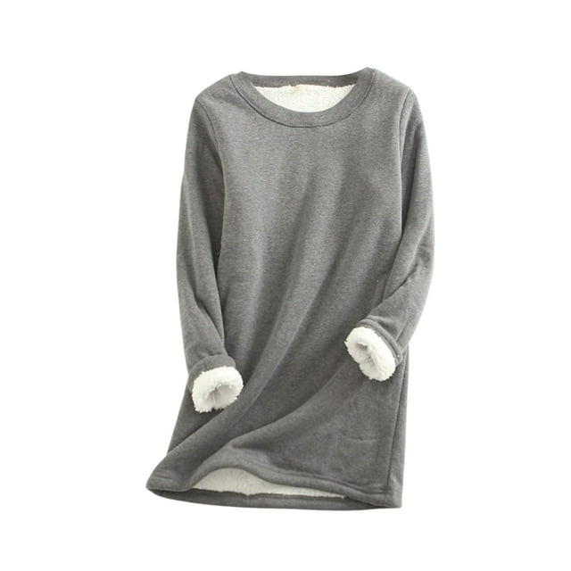 Opperiaya Robe Chandail Midi pour Femmes Grande Taille Manches Longues Col Rond Basique Automne Hiver Chandail en Molleton Couleur Unie