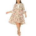 thumbnail image 2 of Agnes Orinda Women's Plus Size V Neck 3/4 Sleeves Lace Floral Loose Fit Babydoll Dresses, 2 of 6