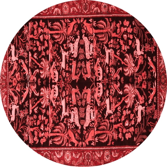 Ahgly Company Indoor Round Animal Red Traditional Area Rugs, 8' Round
