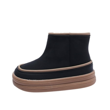 

Girls Boots Fashiona Winter Children Boots For Boys And Girls Non Slip Thick Soles Flat Bottoms Round Toe Solid Side Zippers Simple Design