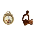 thumbnail image 1 of Marco De Fotos Antiguo Con Figura Humana, Marco De Fotos Vintage Con Estatua Redonda De Pensador, Escultura Ornamentada De Pared Europea Para Escritorio, Ideal Para Regalos De Boda., 1 of 8