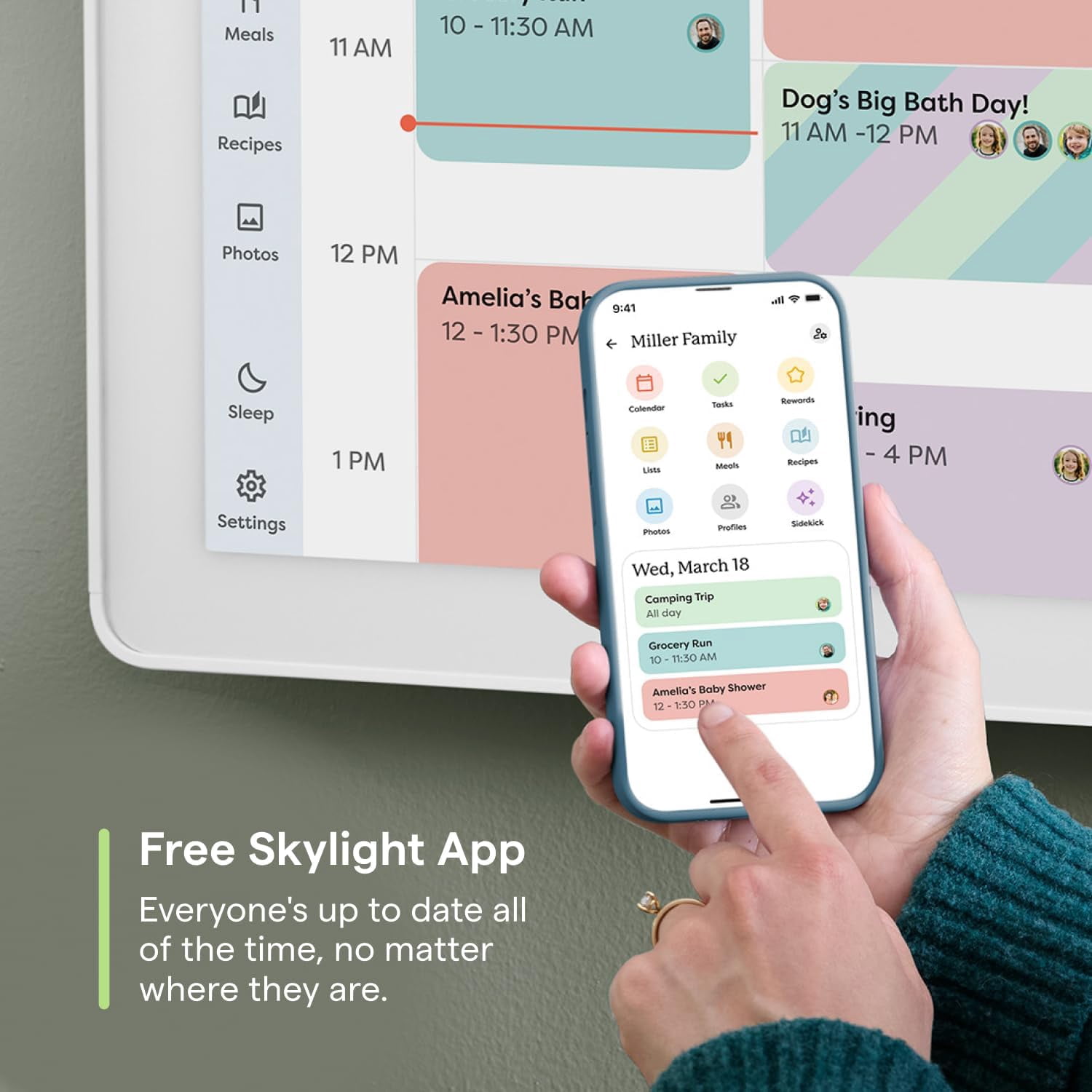 Skylight Calendar Max 27-inch Touchscreen Digital Calendar, All-in-One Family Organizer and Chore Chart, Wall Mountable Planner - Classic White