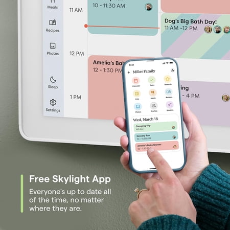 SKYLIGHT CALENDAR MAX 27-INCH TOUCHSCREEN DIGITAL CALENDAR, ALL-IN-ONE FAMILY ORGANIZER AND CHORE CHART, WALL MOUNTABLE PLANNER – CLASSIC WHITE