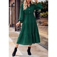 thumbnail image 3 of Collared Button Front Tiered Dress for Women Mid-Calf Length Olive Green X-Large, 3 of 5