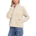 thumbnail image 4 of INSPIRE CHIC Fleece Short Jacket for Women Button Down Lightweight Long Sleeve Soft Fall Crop Jackets with Pockets XS Beige, 4 of 6