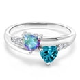 thumbnail image 2 of Gem Stone King 925 Sterling Silver Mercury Mist Mystic Topaz London Blue Topaz and Lab Grown Diamond Ring for Women (1.19 Cttw, Gemstone Birthstone, Size 5), 2 of 5
