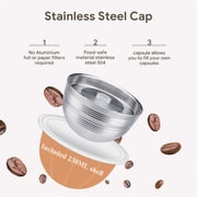i cafilas Reusable Coffee Pods Compatible with Nespresso Vertuo Next, Plus&POP,Stainless Steel Refillable Capsule Kit with 6pcs Aluminum Shells, Eco-Friendly Coffee Accessory, Scoop & Brush