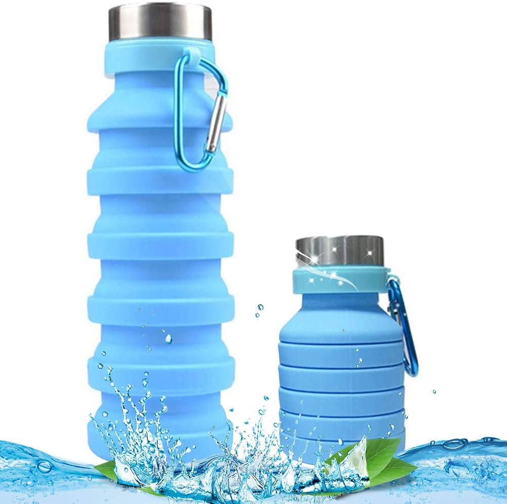 Foldable Water Bottles, 550ML Foldable Leakproof Sports Bottle, BPA