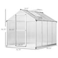 thumbnail image 7 of 6x8 FT Walk-in Polycarbonate Greenhouse with Roof Vent for Ventilation & Rain Gutter, Hobby Greenhouse for Winter, 7 of 7
