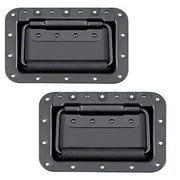 MIYAKO USA Set of 2 Spring Loaded Speaker Cabinet Handles 5.5 x 3.9 inches with Recessed Back - High Strength Black Metal Plate with Powerful Spring - Rubberized Holder to Reduce Hand Fatigu