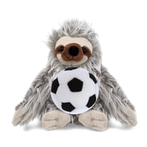 DolliBu Grey Sloth Stuffed Animal with Soccer Ball Plush - Soft and Huggable Sloth, Adorable Playtime Plush Toy, Cute Wild Life Gift, Super Soft Stuffed Doll Animal Toy for Kids, Adults - 7 Inches