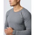 thumbnail image 4 of Real Essentials 3 Pack: Men's Cotton Long Sleeve Crew Neck T-Shirt with Pocket - Soft Work Casual Jersey Tees (Big & Tall), 4 of 6