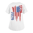 thumbnail image 5 of KDDYLITQ Womens 250th Anniversary Usa Tshirt Freedom Usa Star Stripes Short Sleeve Scrubs Tees Summer American Flag 4th Of July Blouses National Flag Print Floral V Neck Tops White L, 5 of 5