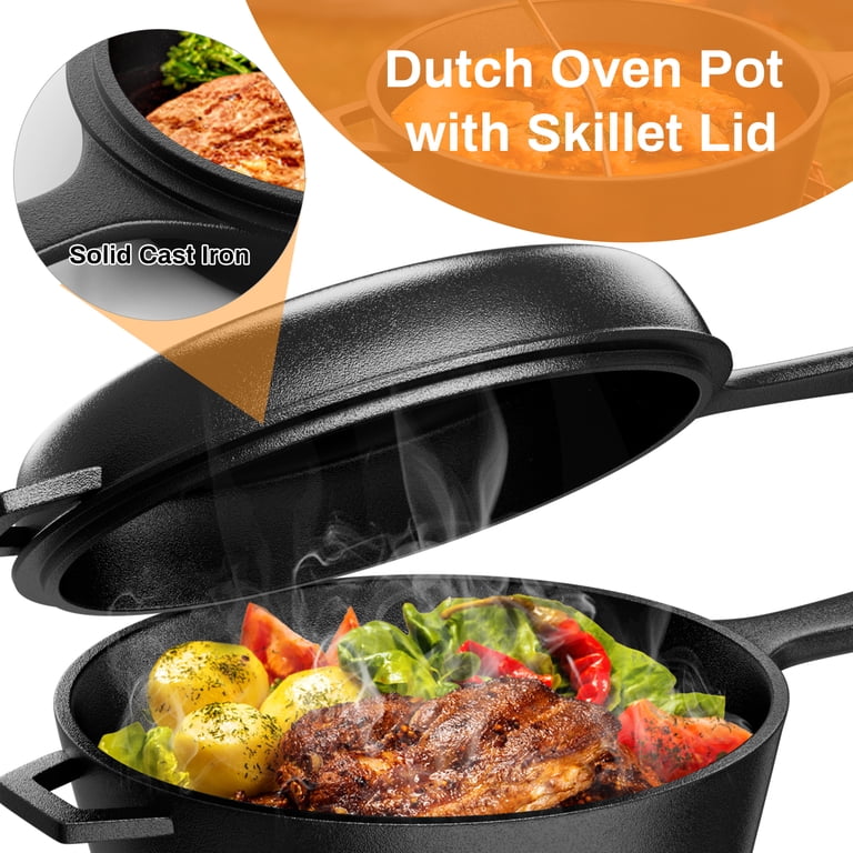 TLGREEN 2-in-1 Cast Iron Dutch Oven & Skillet Combo photo 5