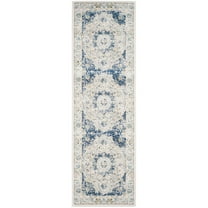 SAFAVIEH Evoke Teale Traditional Bordered Runner Rug, Ivory/Blue, 2'2" x 13'