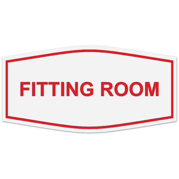 Signs ByLITA Fancy Fitting Room Sign - Laser-Engraved Lettering | Durable ABS Plastic | Vibrant Colors | Powerful Foam Tape (White/Red) - Large