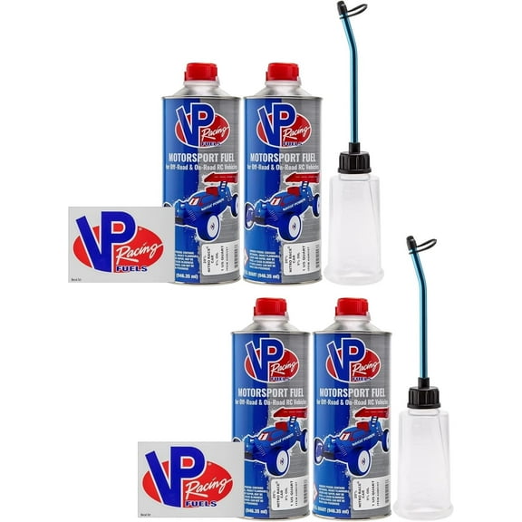 VP Racing HobbyNitro Filler Kit Decals (2X Kit) - RC Fuel Tank Oil Bottle for HSP HPI Nitro Models RC Car Truck Buggy - 250ML Engine Fuel Filler Refill Bottle with Aluminum Alloy Straw for RC Car