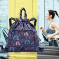 thumbnail image 4 of Basketball Yoga Bag Drawstring Folding Backpack Nylon for Travel (Small Flowers), 4 of 5