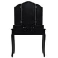 thumbnail image 3 of Topbuy Removable Tri-folding Mirror Vanity Table Unit Makeup Set w/  Stool & 4 Drawers Black, 3 of 6