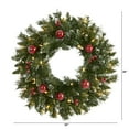 thumbnail image 3 of Nearly Natural 24" Prelit LED Frosted Artificial Christmas Wreath, 3 of 5