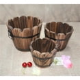 thumbnail image 3 of koolsoo Rustic Hand Held Flower Pot Boxes, vintage Barrel Planter, Wooden Planter, Wood Wavy Top_S, 3 of 7