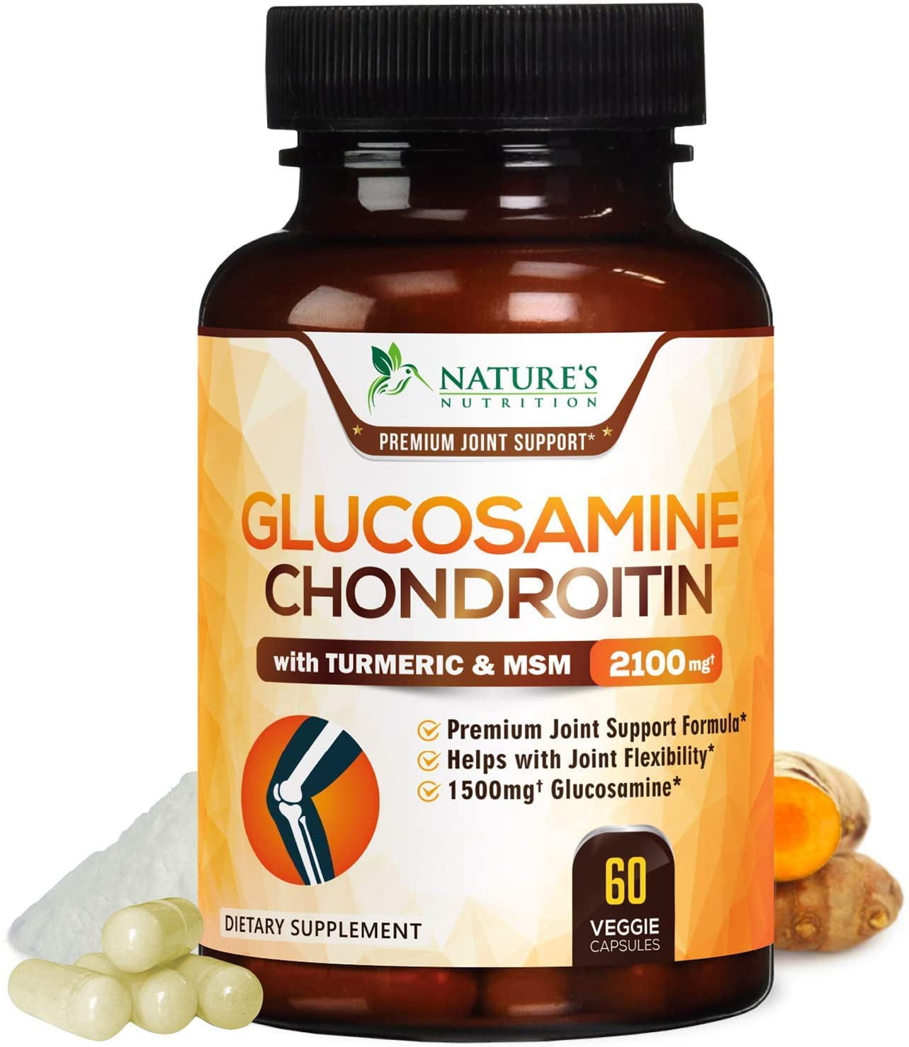 Glucosamine With Chondroitin Turmeric Msm Triple Strength 2100mg For Hip Joint Back Pain Relief Made In Usa Anti Inflammatory Supplement With Boswellia Bromelain Non Gmo 60 Capsules