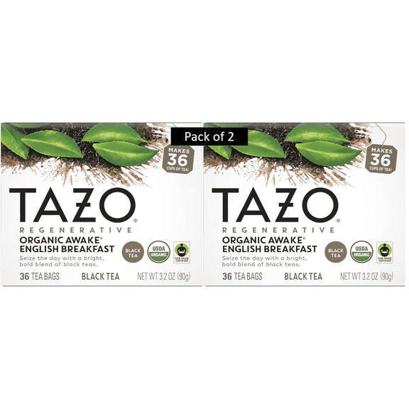 TAZO Organic Awake English Breakfast Black Tea, 36 Tea Bags PER PACK 72 TOTAL TEA BAGS