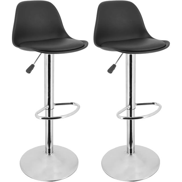 Bar Stools Set of 2 Morden Height Counter Bar Stools with Polypropylene Back and Leather Seat,Swivel Adjustable Stool Chair for Home Kitchen Island Black