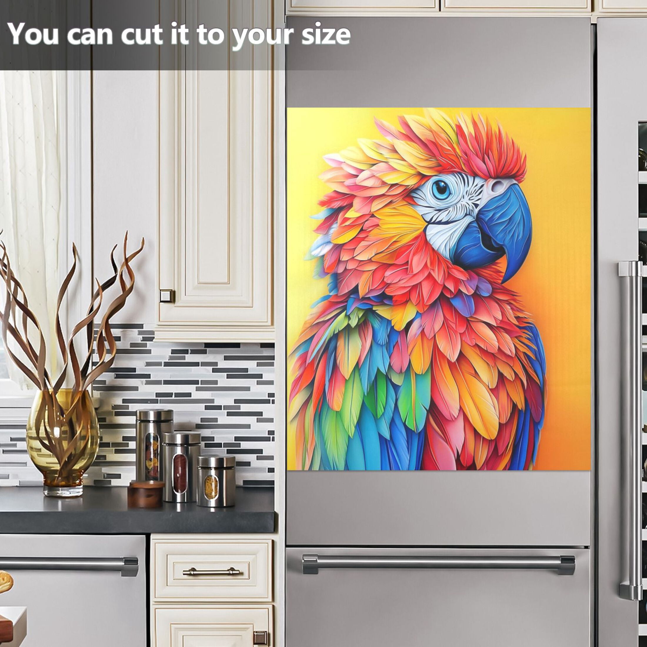 Dishwasher Magnetic Sticker 23x26 Inch Refrigerator Magnetic Sticker Washing Machine Magnetic Sticker Kitchen Panel Magnetic Sticker Home Decor A Large Colored Parrot