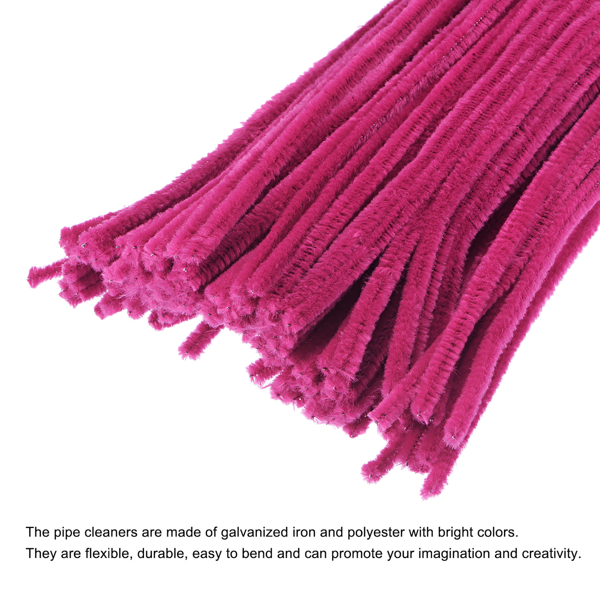 Caryko Super Fuzzy Chenille Stems Pipe Cleaners Pack of 100 (Hot Pink)