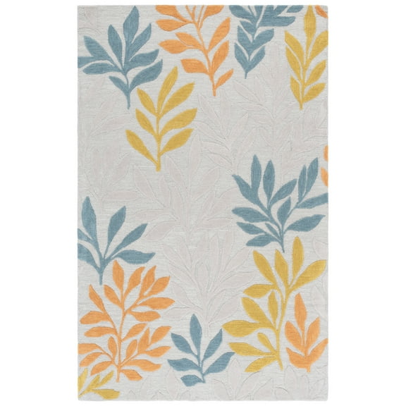 SAFAVIEH Jardin Wayne Botanical Area Rug, Grey/Blue, 8' x 10'
