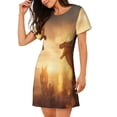 thumbnail image 2 of Pofeuu Castle Cool Fire Dragon Print Women's Loose Fit Short Sleeve Nightgown, Comfortable Sleep Dress for Women, Casual Lounge Sleepwear, Soft Cotton Sleep Dress, 2 of 6
