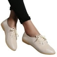 thumbnail image 6 of Mortilo Fashion Womens Breathable Lace Up Shoes Flats Casual Shoes PU casual shoes for Women Beige, 6 of 6