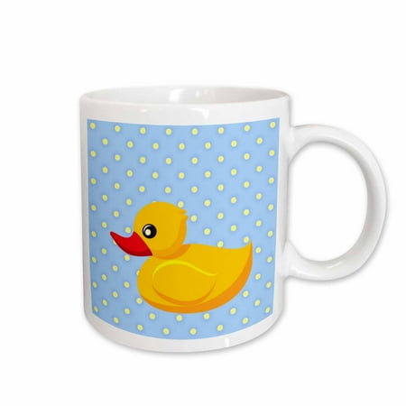 

3dRose Rubber Ducky - Light Blue Polka Dots - Art for Children Ceramic Mug 11-ounce